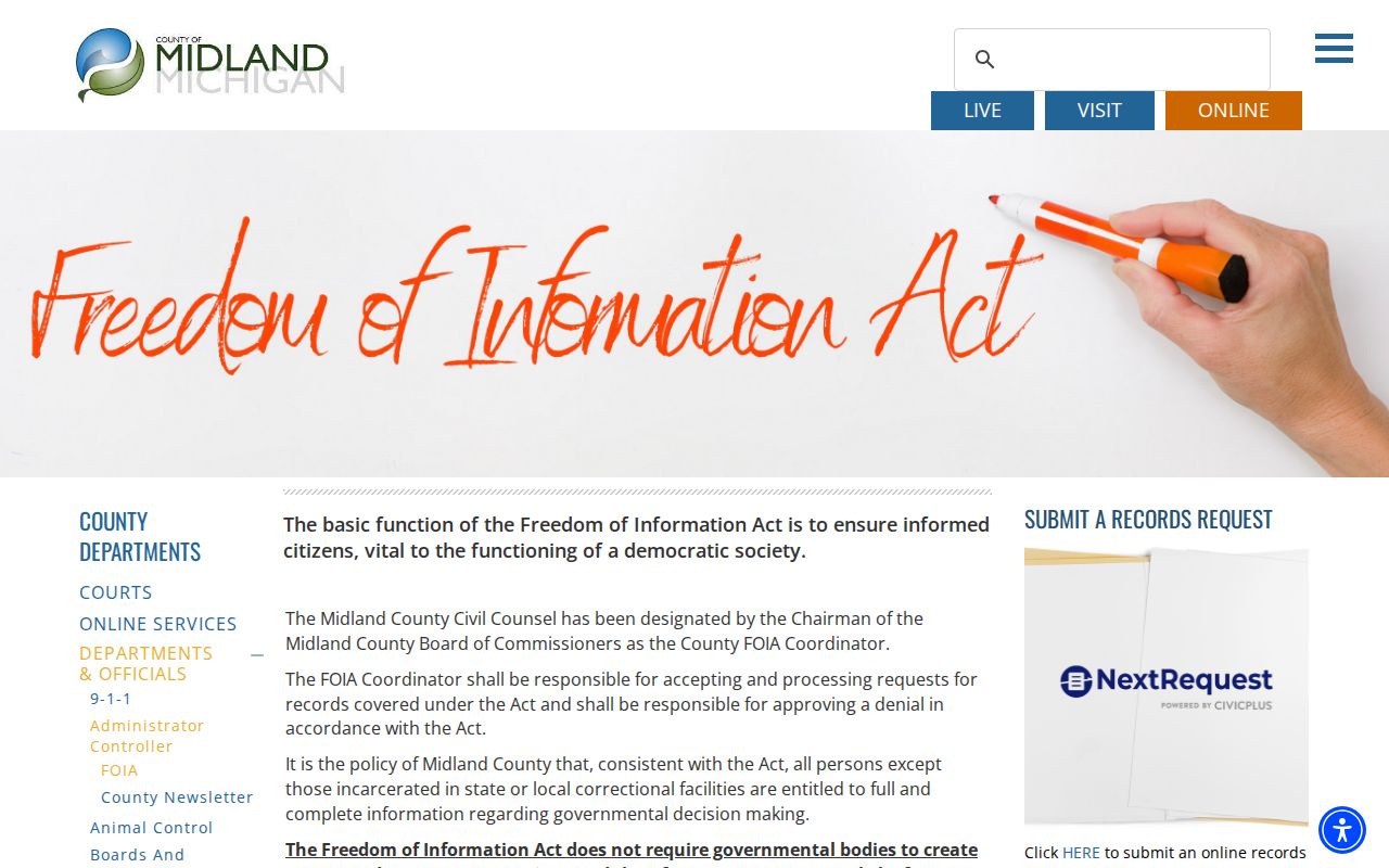 Midland County FOIA instructions for existing public records