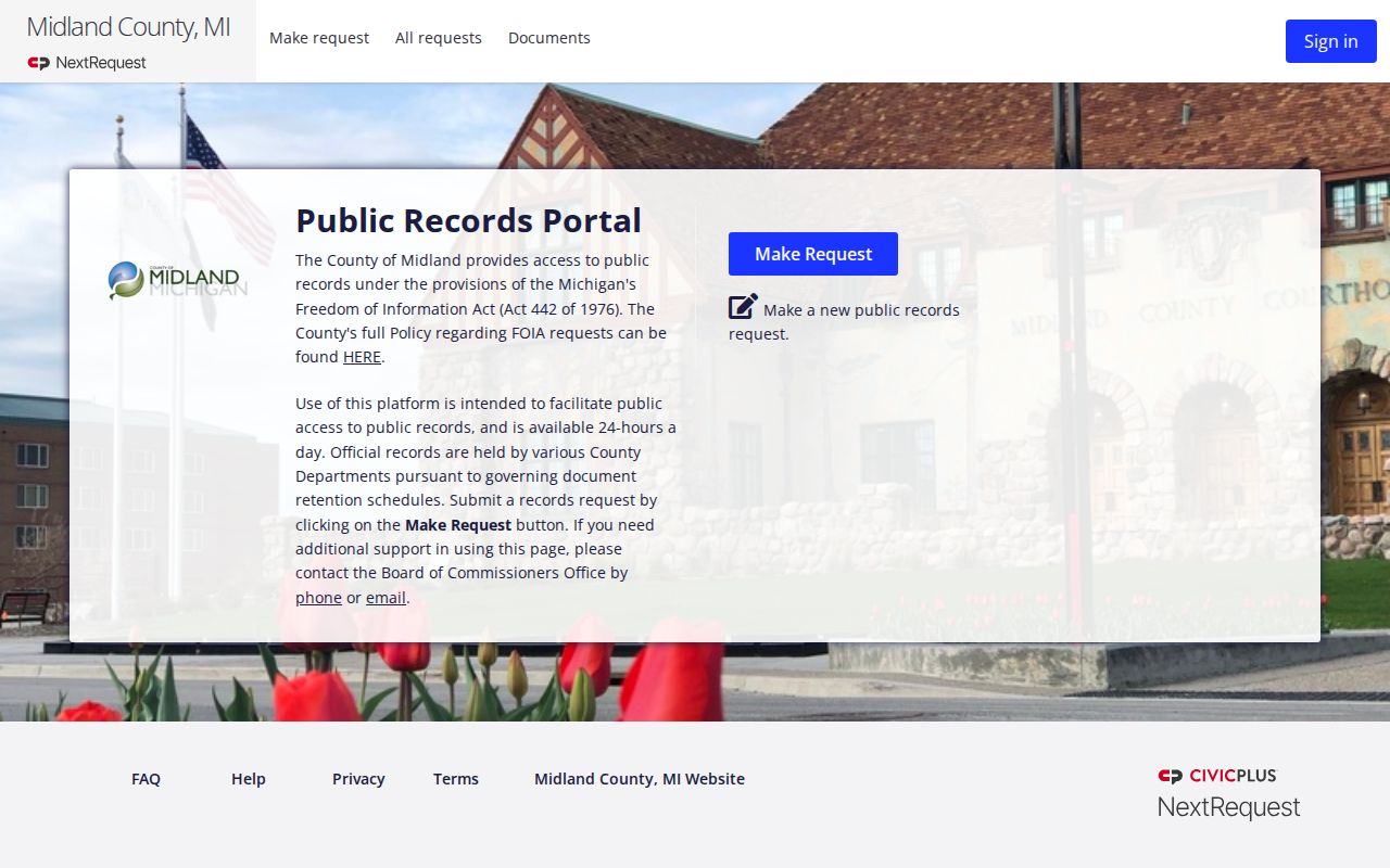 Midland County official online public records request portal